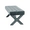 Bryoni Linen/Velvet Button Tufted Silver Nailhead Trim X-Leg Bench